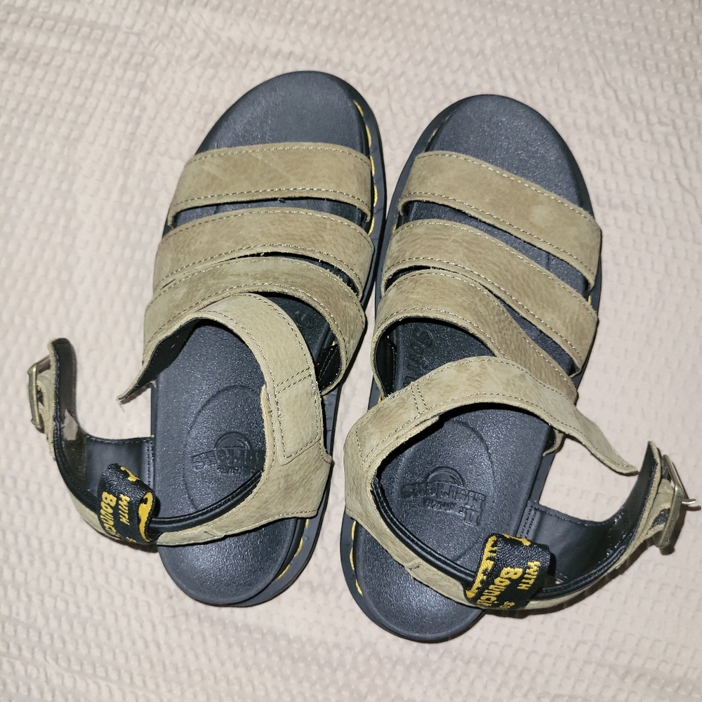Dr. Martens Olive Green & Black Strappy Sandals